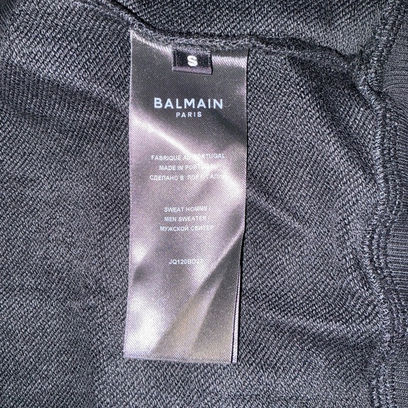 Balmain Black Crewneck Sweater with White Logo Size Small - Picture 8 of 12